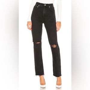 AGOLDE Cherie High Rise Straight Black Denim Jeans